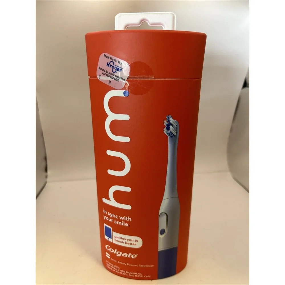 HUM Colgate Smart Battery Powered Toothbrush Blue Sonic SEALED Travel Case NOS